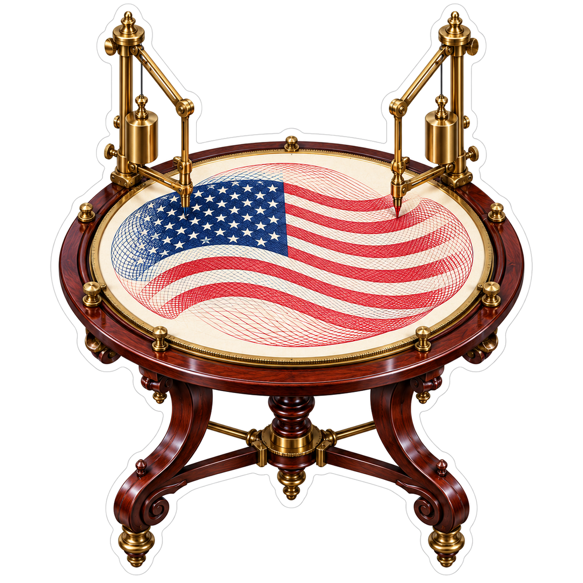 American Flag Round Drawing Table Art Vinyl Decal Stickers