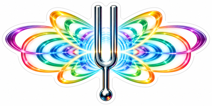Tuning Fork with Rainbow Orbit Art Vinyl Decal Stickers