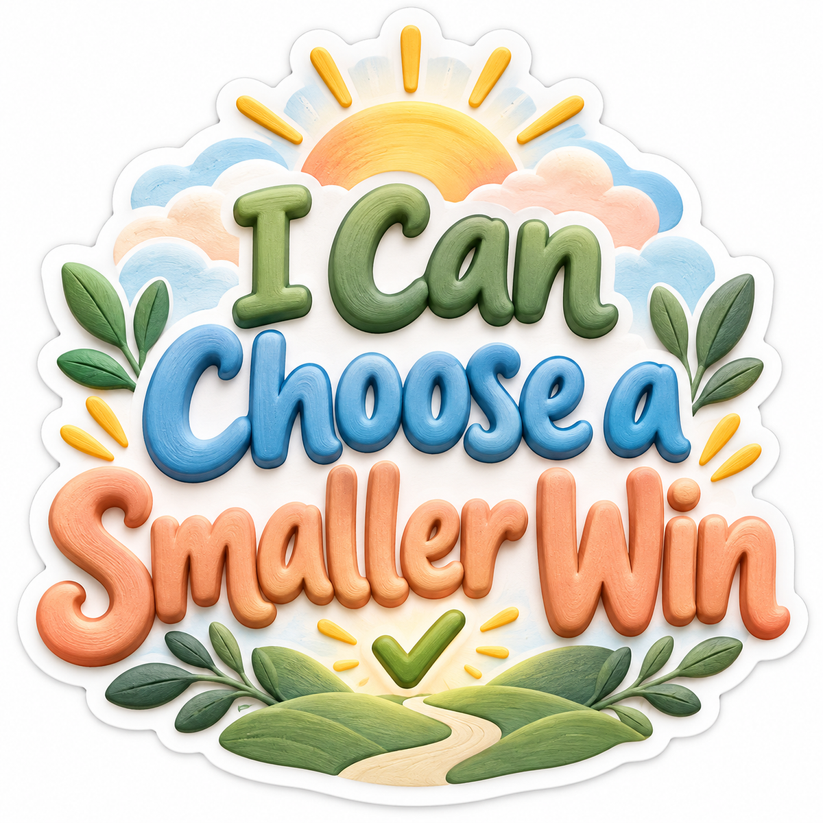 I Can Choose a Smaller Win Sunrise Path Text Vinyl Decal Stickers