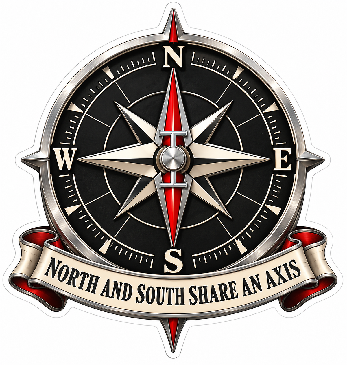 Black Compass North South Axis Art Vinyl Decal Stickers
