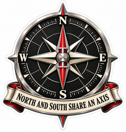Black Compass North South Axis Art Vinyl Decal Stickers