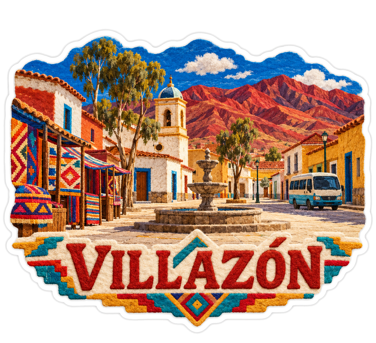 Villazon Plaza Red Mountain Village Art Vinyl Decal Stickers