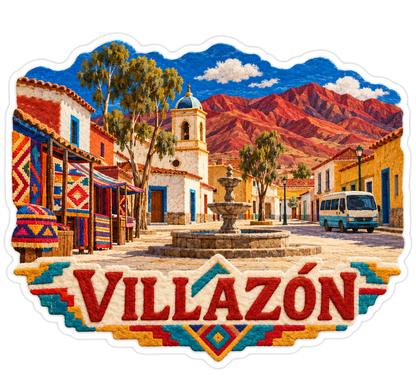 Villazon Plaza Red Mountain Village Art Vinyl Decal Stickers