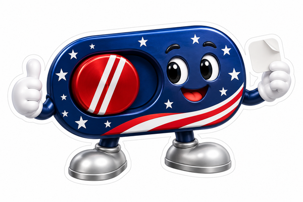 Smiling Blue Toggle Switch with White Stars Vinyl Decal Stickers