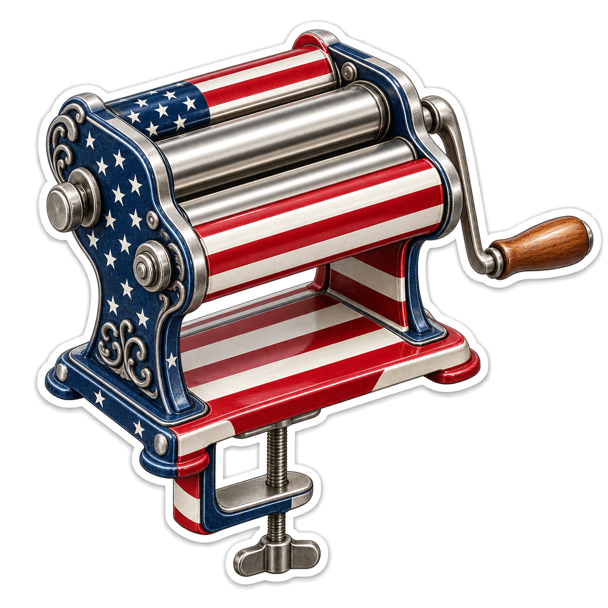 US Flag Hand Crank Pasta Roller Art Vinyl Decal Stickers