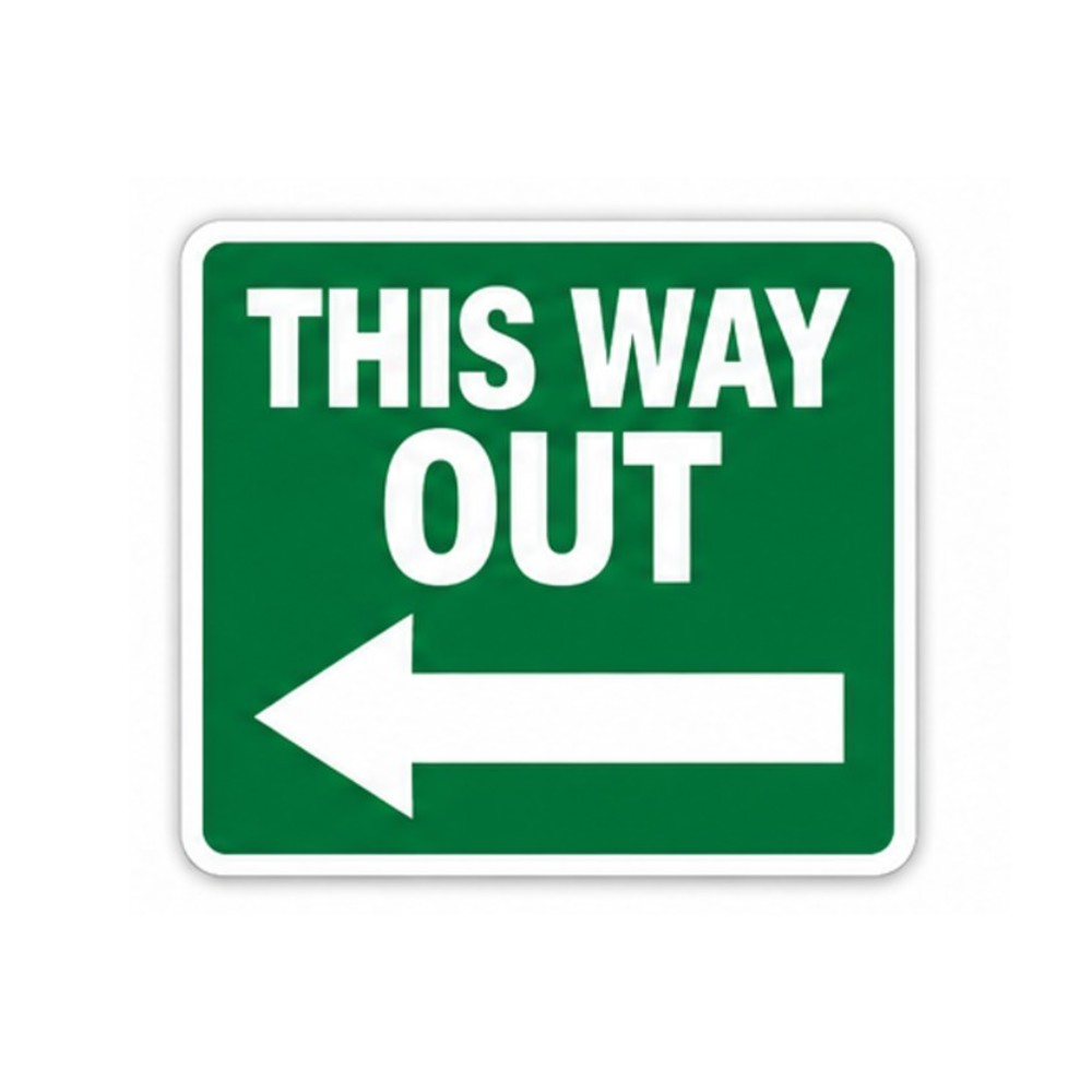 Green This Way Out Left Arrow Square Vinyl Decal Stickers