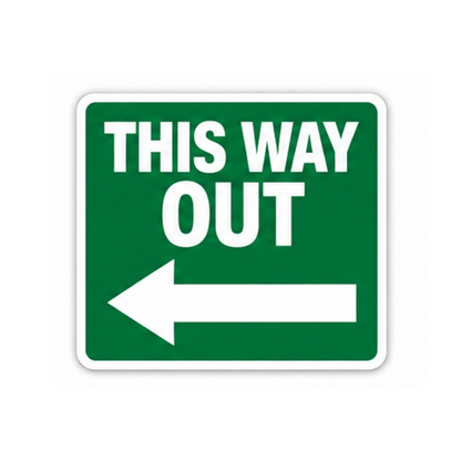 Green This Way Out Left Arrow Square Vinyl Decal Stickers
