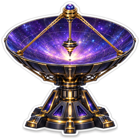Purple Galaxy Dish on Golden Tripod Base Vinyl Decal Stickers