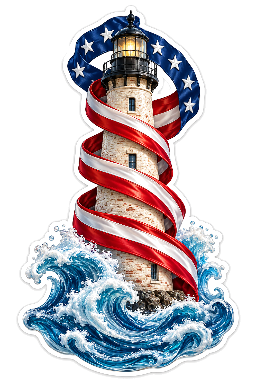 Tall Lighthouse Flag Ribbon Ocean Art Vinyl Decal Stickers