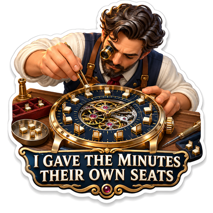 Craftsman Assembling Intricate Clockwork Vinyl Decal Stickers