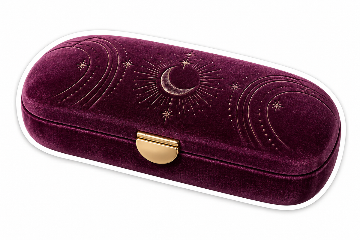 Burgundy Velvet Case with Crescent Moon Motifs Vinyl Decal Stickers