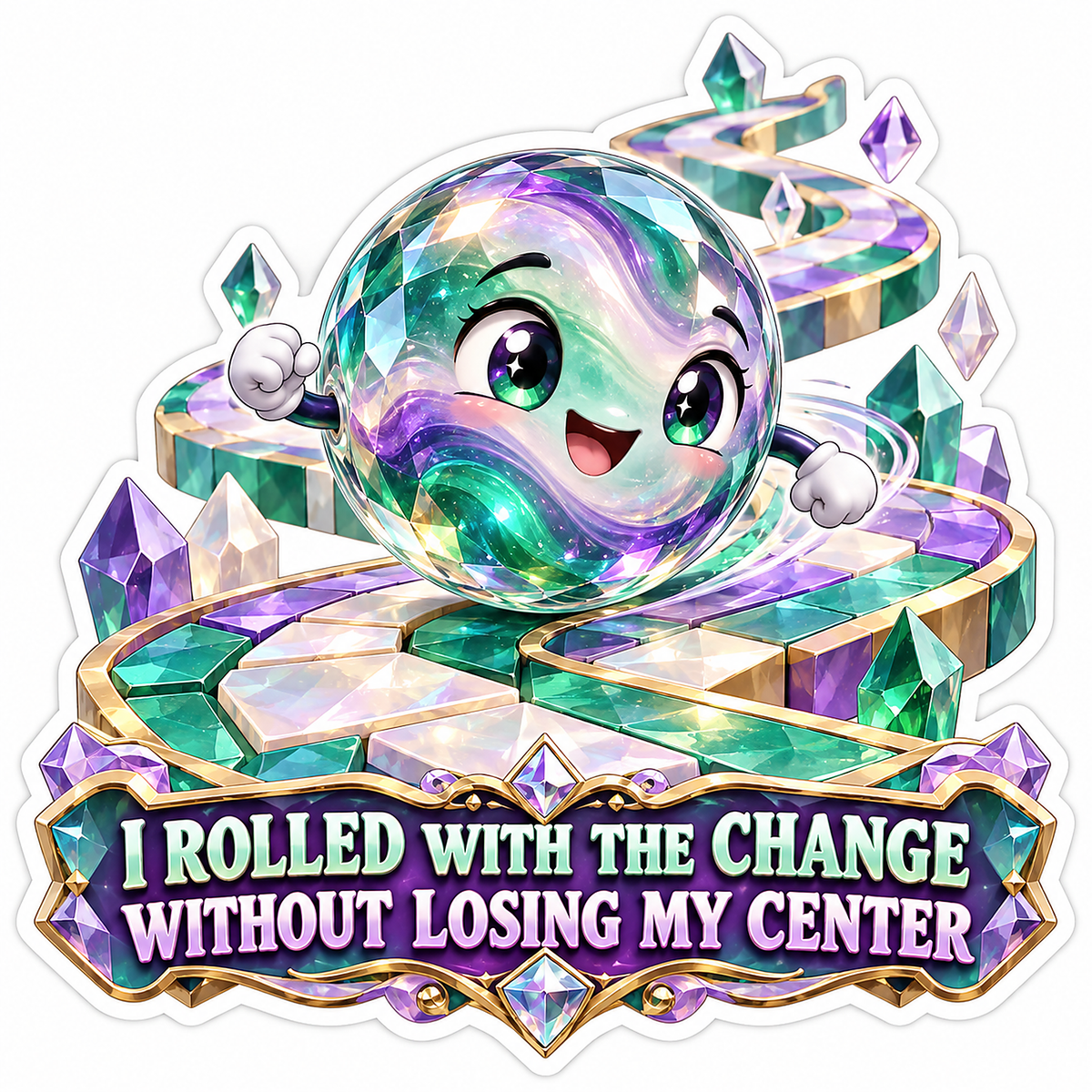 Crystal Sphere Spiral Path Change Quote Vinyl Decal Stickers