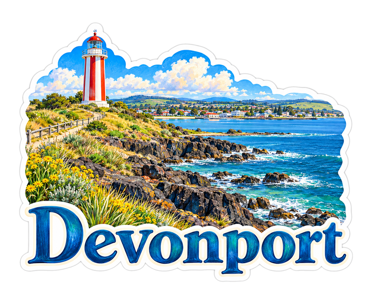 Devonport Red White Lighthouse Coast Art Vinyl Decal Stickers