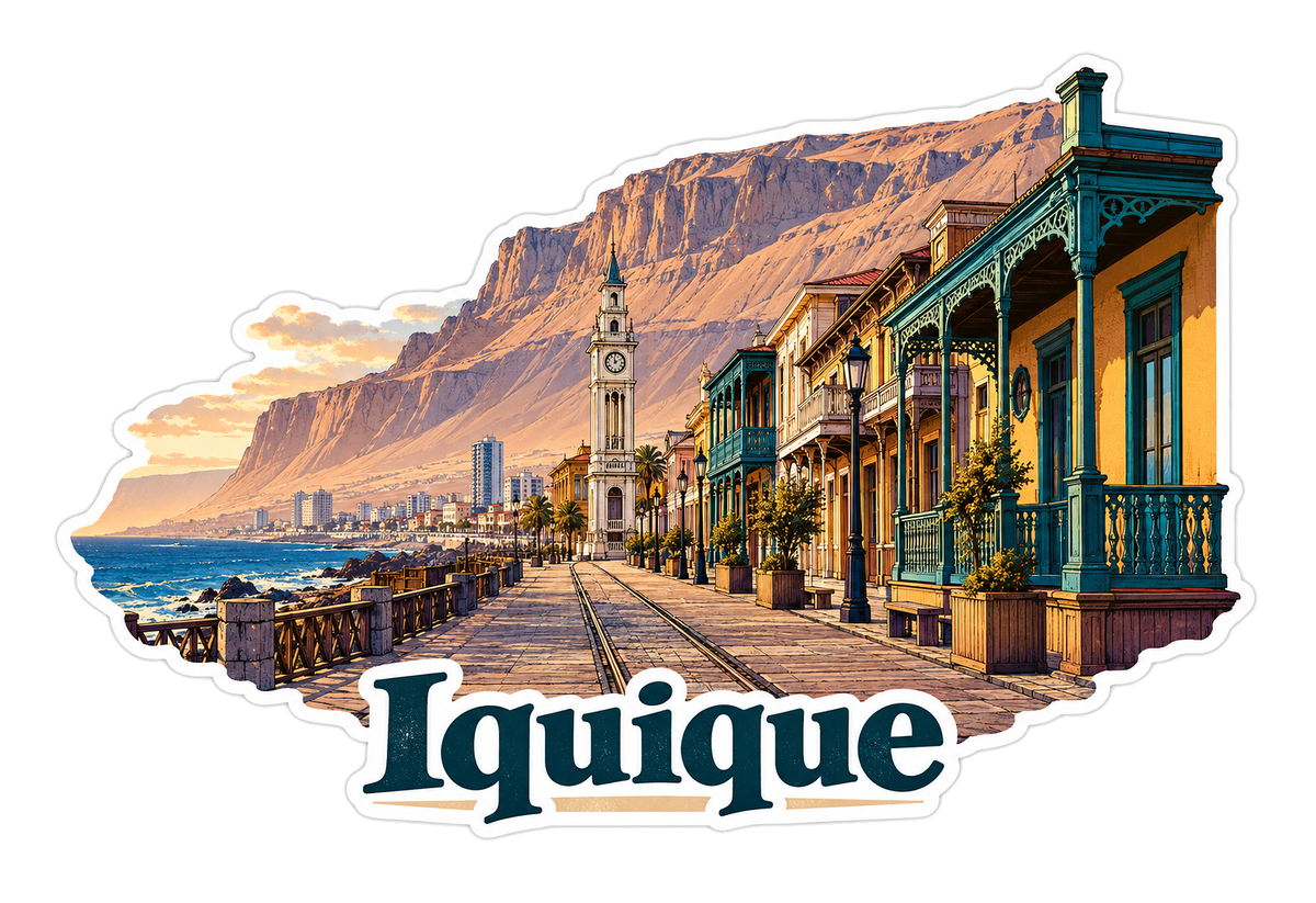 Iquique Wooden Promenade and Desert Cliffs Vinyl Decal Stickers
