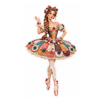 Ballerina in Pastel Patchwork Tutu Vinyl Decal Stickers