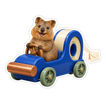 Happy Quokka Blue Mail Camper Cartoon Vinyl Decal Stickers