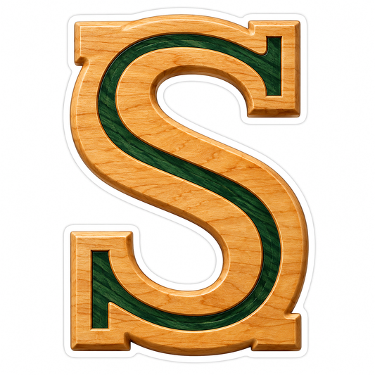 Honey Wood Green Inlay Letter S Art Vinyl Decal Stickers