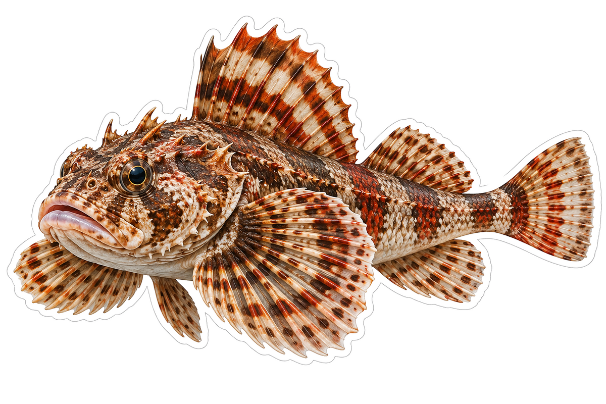 Brown Sailfin Sculpin Wide Striped Fins Vinyl Decal Stickers