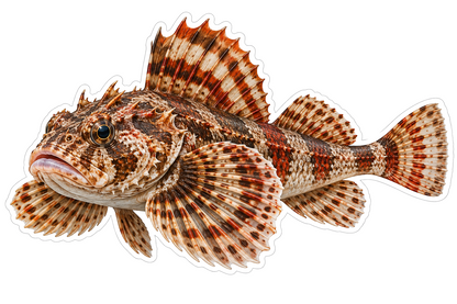Brown Sailfin Sculpin Wide Striped Fins Vinyl Decal Stickers