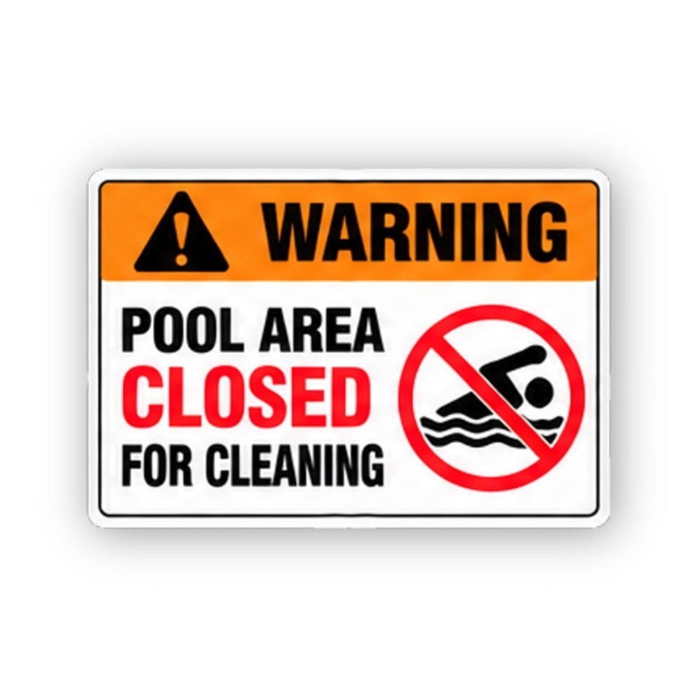 Orange Warning Pool Closed Crossed Swimmer Panel Vinyl Decal Stickers
