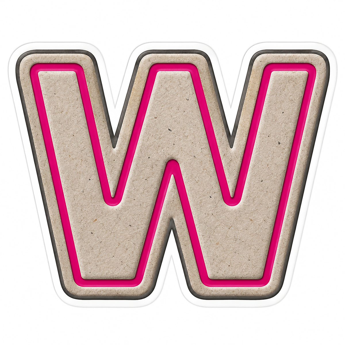 Warm Gray Magenta Stripe Letter W Vinyl Decal Stickers