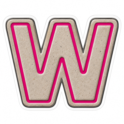 Warm Gray Magenta Stripe Letter W Vinyl Decal Stickers