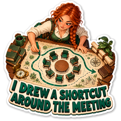 Woman Drawing Route around Meeting Vinyl Decal Stickers