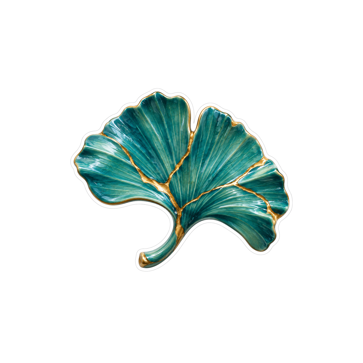 Teal and Gold Ceramic Leaf Art Vinyl Decal Stickers