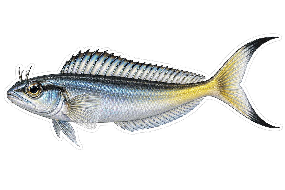 Silver Harptail Blenny Black Tail Tips Vinyl Decal Stickers
