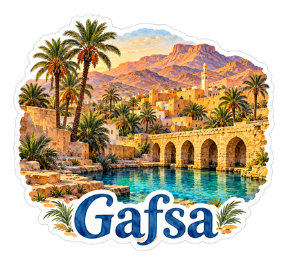 Gafsa Stone Bridge and Desert Oasis Vinyl Decal Stickers