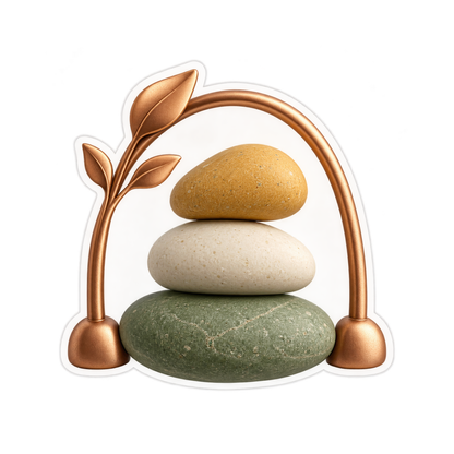 Stacked Pebbles under Bronze Arch Art Vinyl Decal Stickers