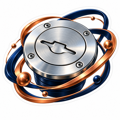 Silver Deck Cap with Copper Blue Orbits Vinyl Decal Stickers