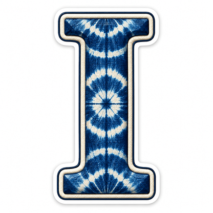 Indigo Tie Dye Letter I with Cream Edge Art Vinyl Decal Stickers