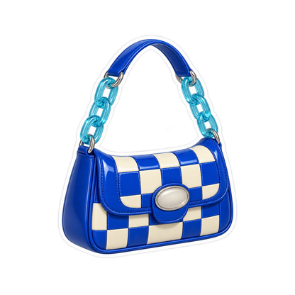 Cobalt Checker Shoulder Bag Art Vinyl Decal Stickers