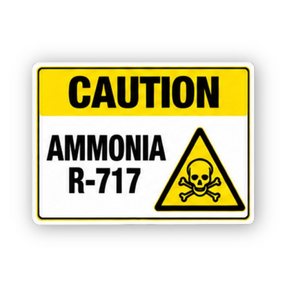 Yellow Caution Ammonia Skull Triangle Panel Vinyl Decal Stickers