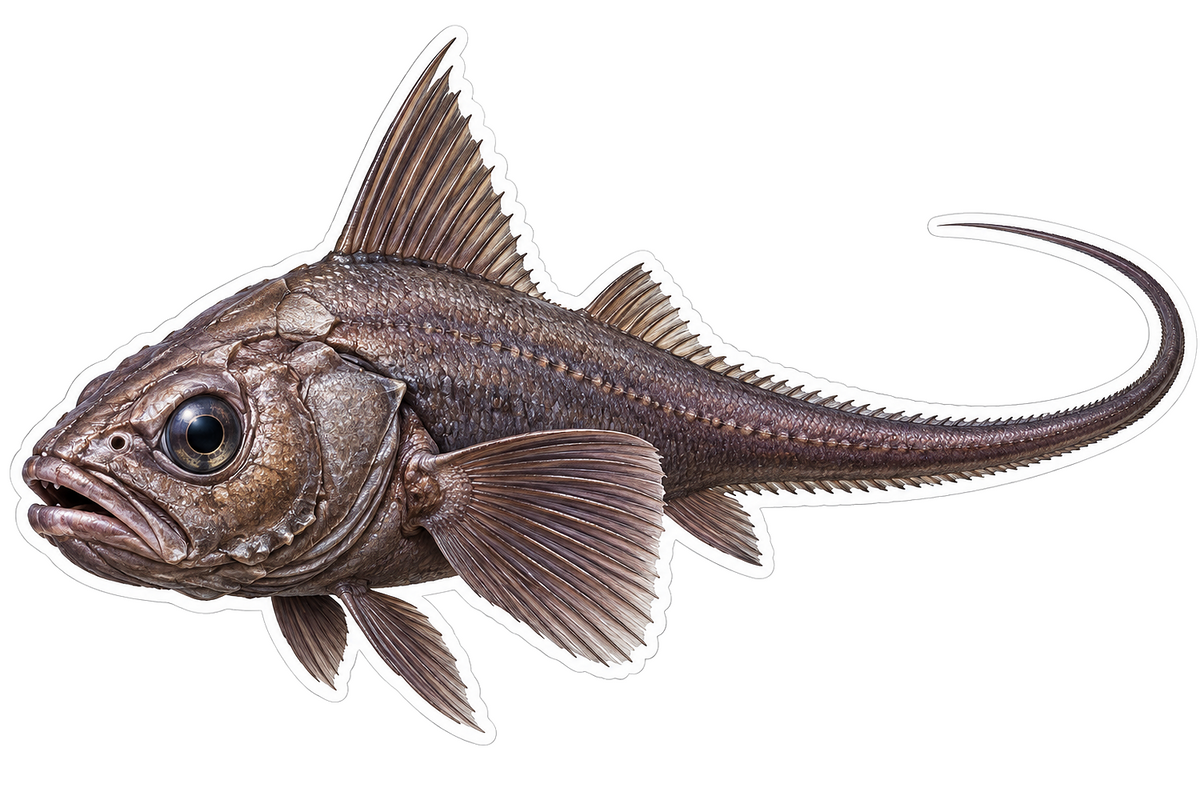 Giant Grenadier Fish with Curling Tail Vinyl Decal Stickers