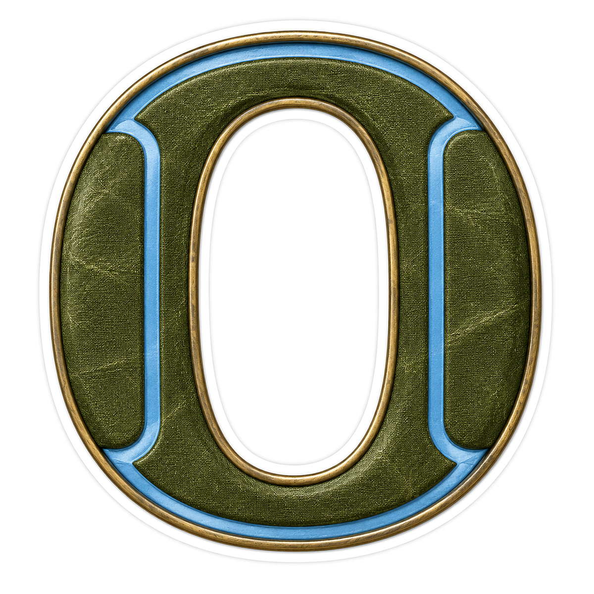 Olive Canvas Letter O with Blue Inlay Art Vinyl Decal Stickers