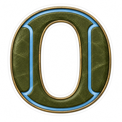 Olive Canvas Letter O with Blue Inlay Art Vinyl Decal Stickers