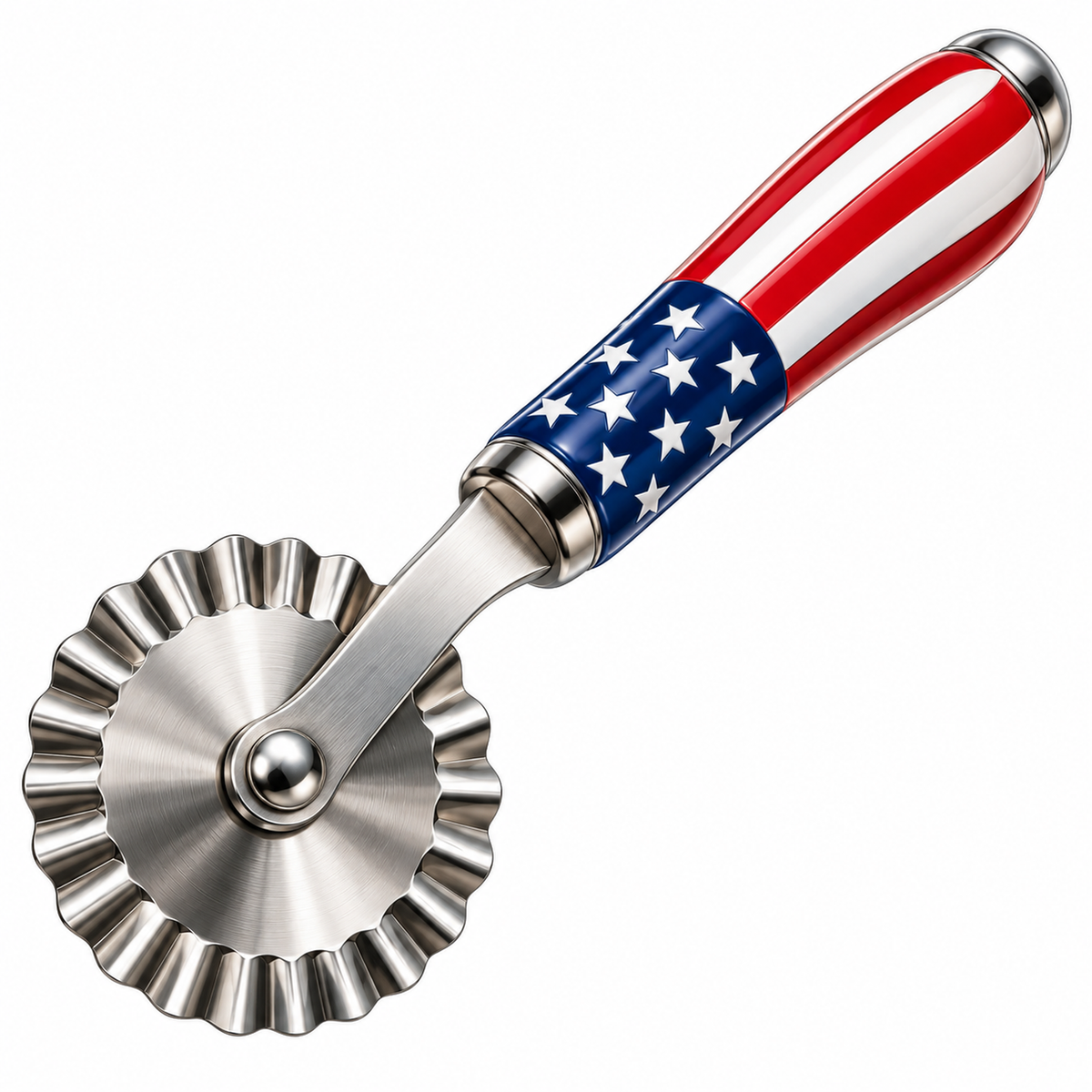 Fluted Silver Pastry Wheel with Flag Handle Vinyl Decal Stickers