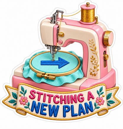 Pink Sewing Machine New Plan Quote Art Vinyl Decal Stickers
