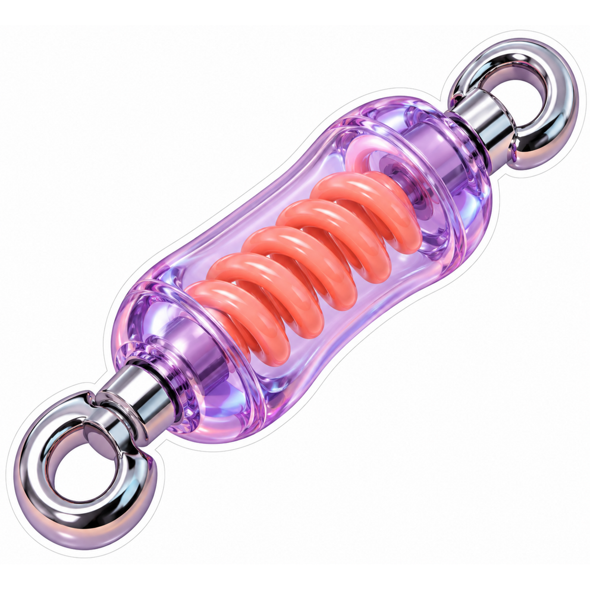 Clear Purple Spring Link with Silver Rings Vinyl Decal Stickers