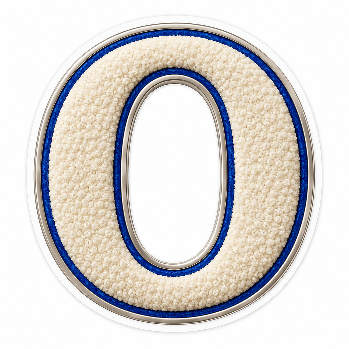 Cream Loop Texture Blue Trim Letter O Vinyl Decal Stickers