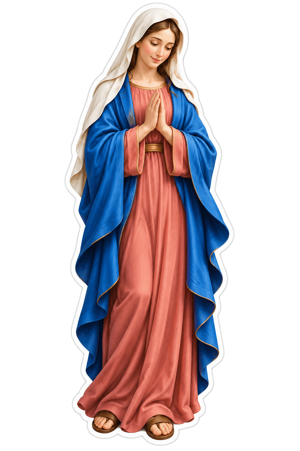 Nativity Mary Blue Robe Praying Art Vinyl Decal Stickers