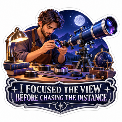 Man Telescope Moon Focused View Quote Vinyl Decal Stickers