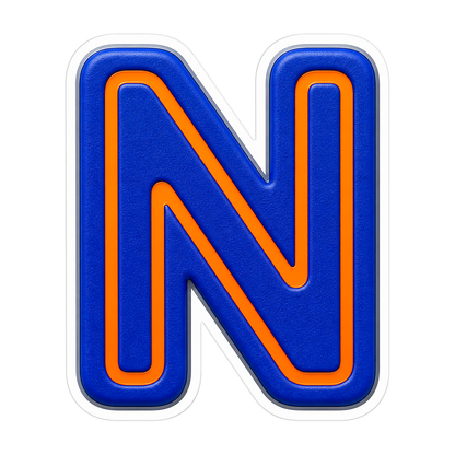 Blue Orange Line Letter N Art Vinyl Decal Stickers