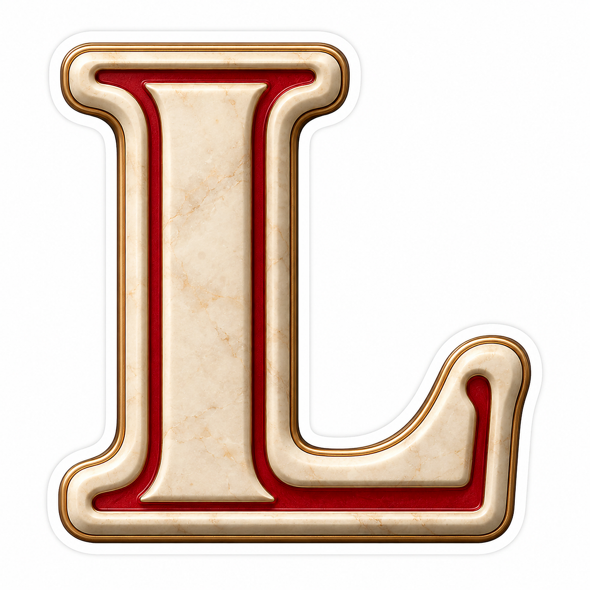 Cream Stone Letter L with Red Inset Art Vinyl Decal Stickers