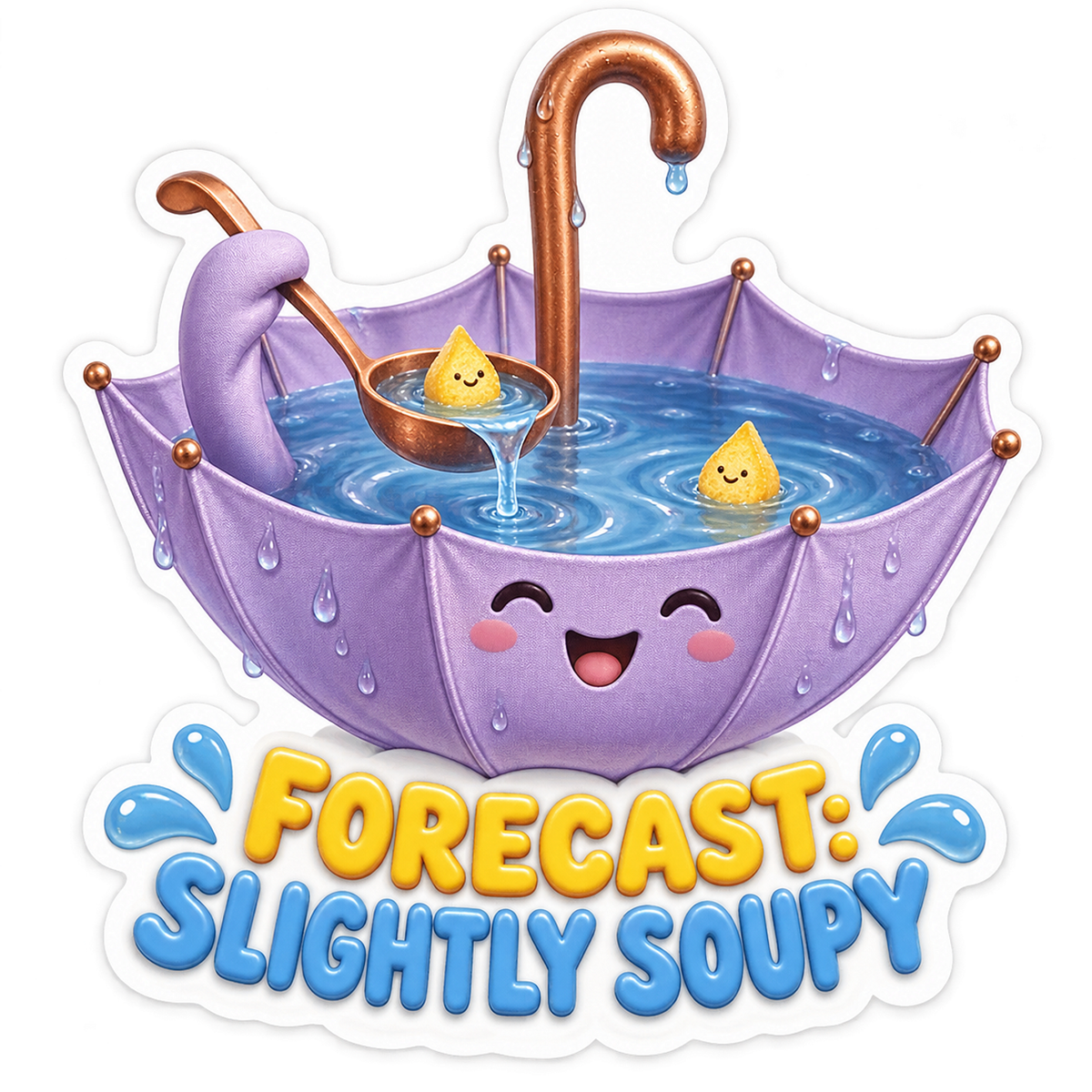 Purple Umbrella Stirring Rainwater Soup Art Vinyl Decal Stickers