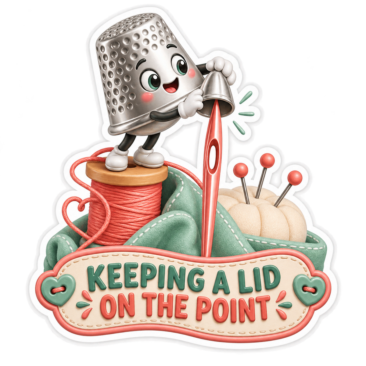 Smiling Thimble Sewing Supplies Art Vinyl Decal Stickers