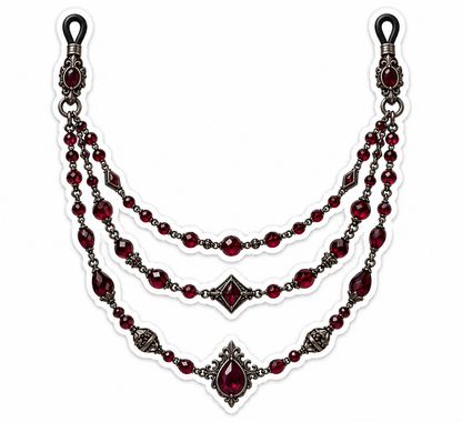 Layered Burgundy Gem Chains with Dark Filigree Vinyl Decal Stickers