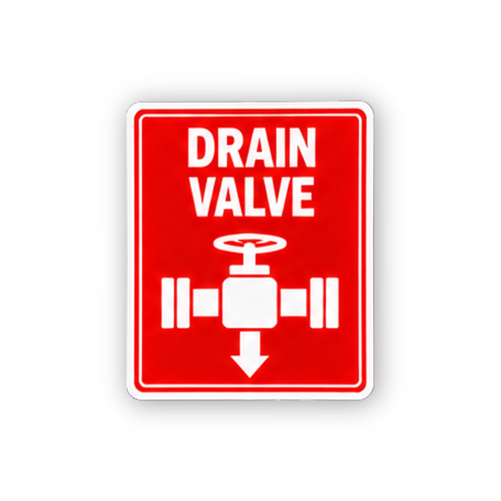 Red Drain Valve Down Arrow Portrait Vinyl Decal Stickers